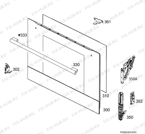 Взрыв-схема плиты (духовки) Zanussi ZOS35802XD - Схема узла Door